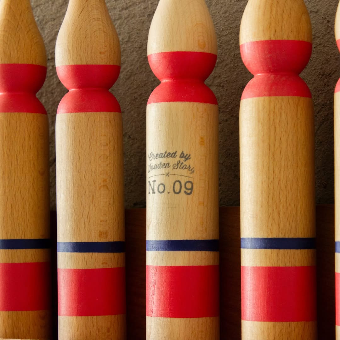 Houten bowlingkegels - Rood