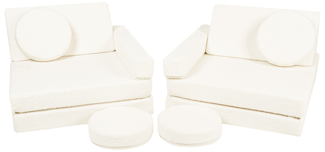 Bouclé modular kids sofa, foam blocks
