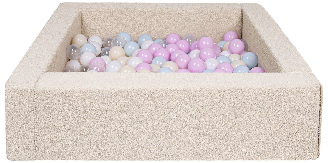 Square bouclé ball pit with 300 balls, 5 elements