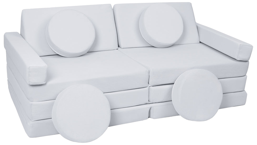 Modular sofa bed, multifunctional foam blocks, car with steering wheel