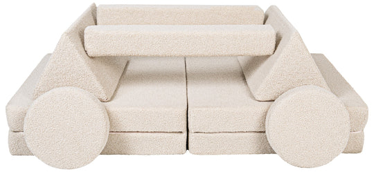 Bouclé modular kids sofa, foam blocks