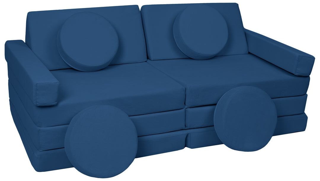 Modular sofa bed, multifunctional foam blocks, car with steering wheel