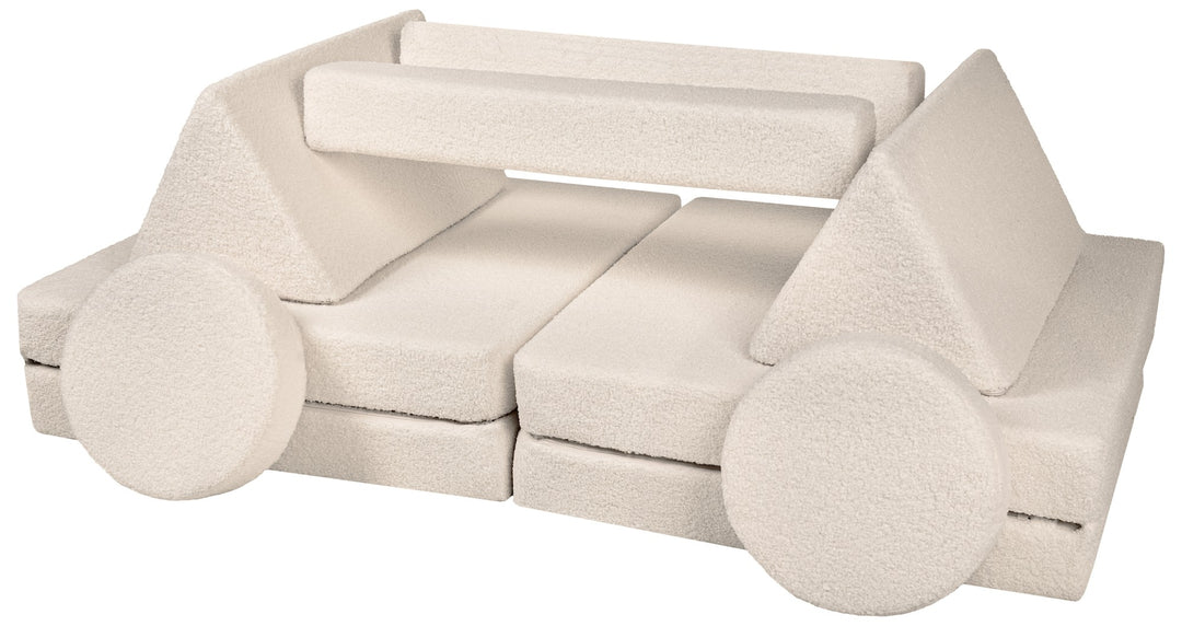 Bouclé modular kids sofa, foam blocks