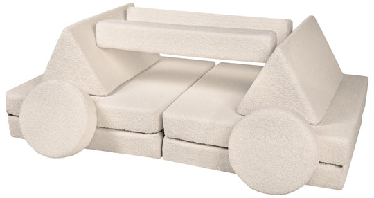 Bouclé modular kids sofa, foam blocks