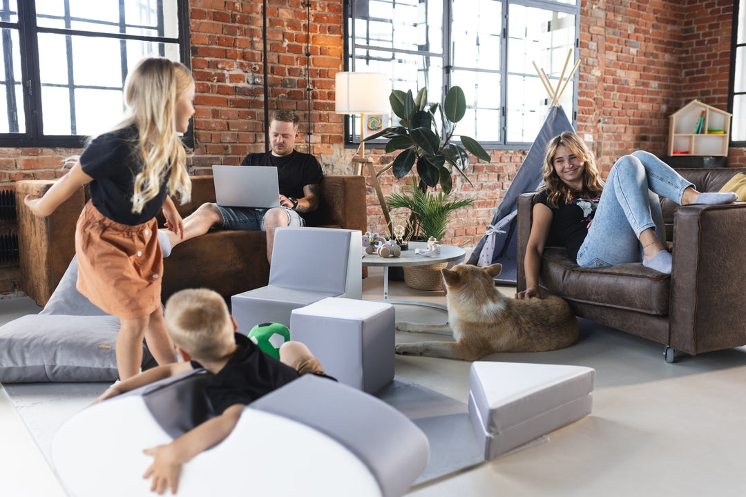 Kids furniture set: 2xarmchair + sofa + lounger, eco leather