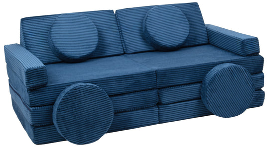 Modular sofa bed, multifunctional foam blocks, car with steering wheel