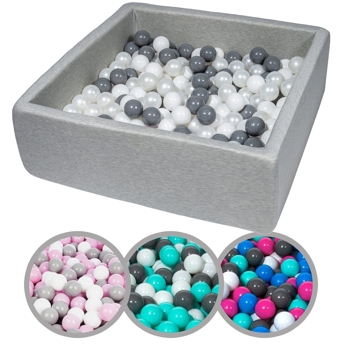 Soft Jersey ball pit with 200 balls, 90x90 cm
