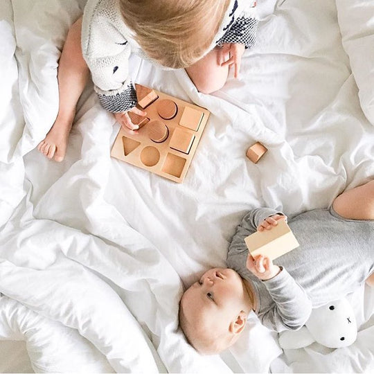 Houten vormensorteerblokken - Naturel XL