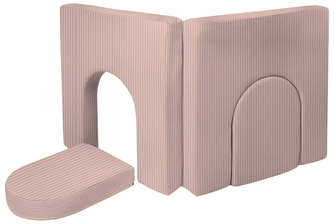 Modular sofa bed, multifunctional foam blocks, car with steering wheel
