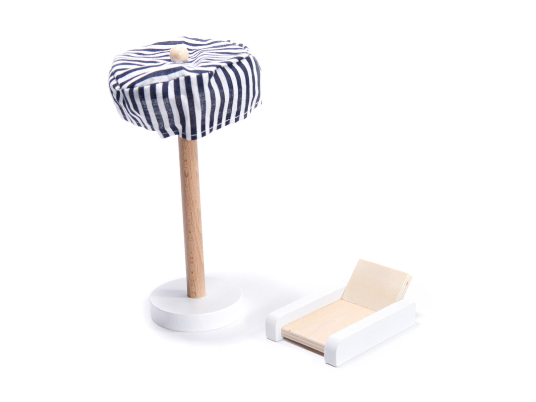 Houten poppenhuis 78cm Grijs met LED-verlichting – inclusief uitgebreide meubelset