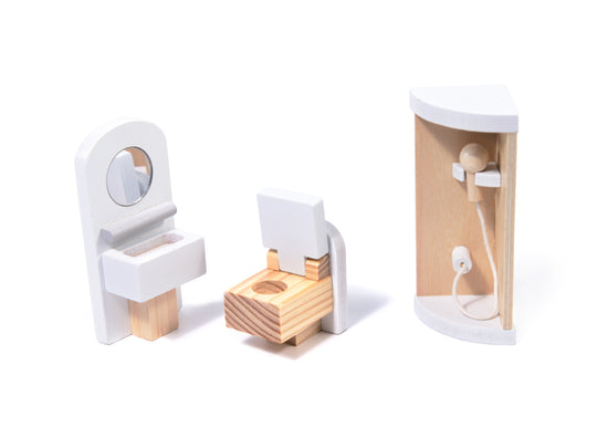 Houten poppenhuis 78cm Grijs met LED-verlichting – inclusief uitgebreide meubelset