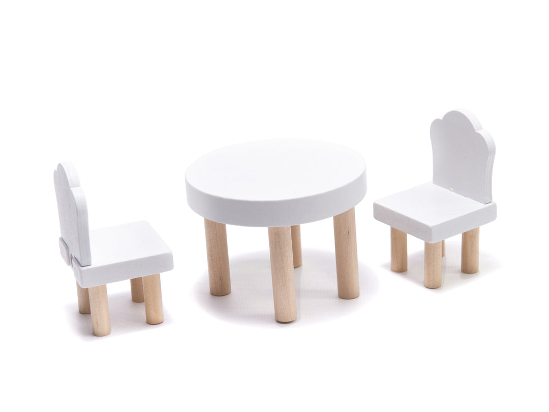 Houten poppenhuis 78cm Grijs met LED-verlichting – inclusief uitgebreide meubelset