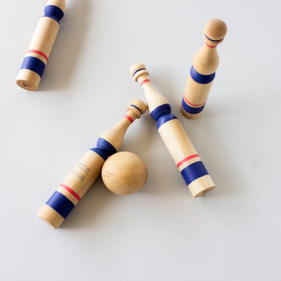 Wooden Bowling Pins - Blue