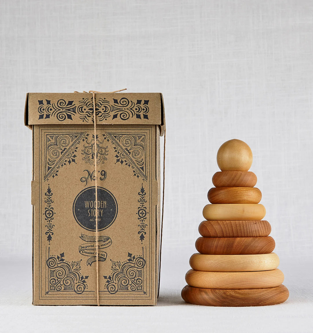 Houten ronde Piramide  / Stapeltoren - Naturel