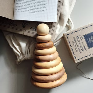 Houten ronde Piramide  / Stapeltoren - Naturel