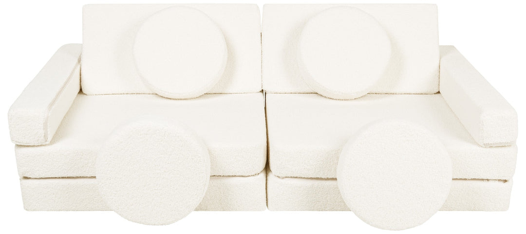 Bouclé modular kids sofa, foam blocks