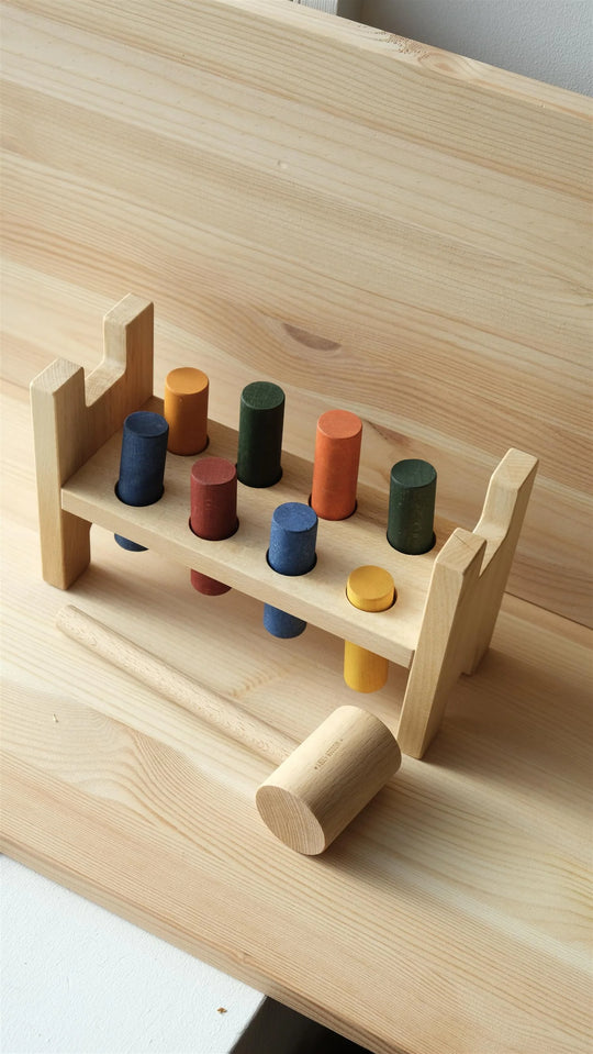 Houten Hamer Klopbank - Kleurrijk