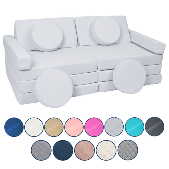 Modular sofa bed, multifunctional foam blocks, car with steering wheel