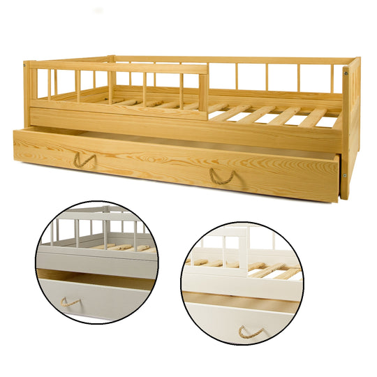 Wooden bed 160x80cm +drawer and barriers