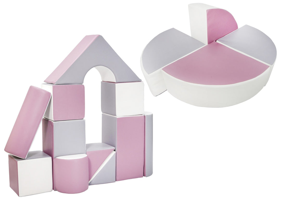 Castle + wheel set of 15 large foam blocks