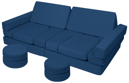 Modular sofa bed, multifunctional foam blocks, car with steering wheel