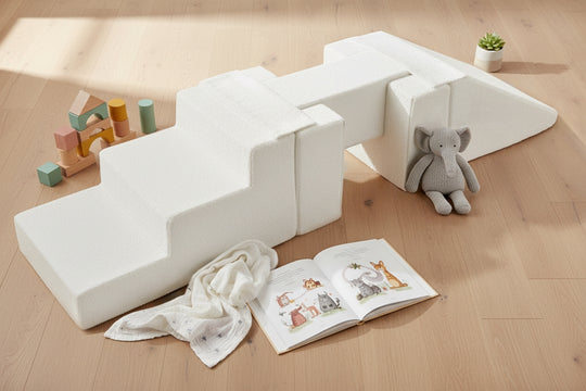 Soft play set 5 blocks Footbridge with Slide bouclé