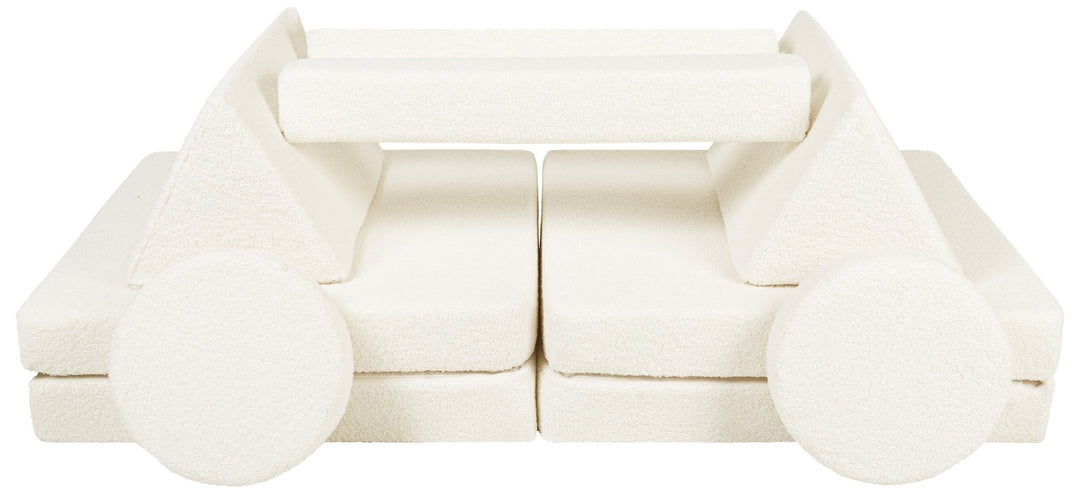 Bouclé modular kids sofa, foam blocks