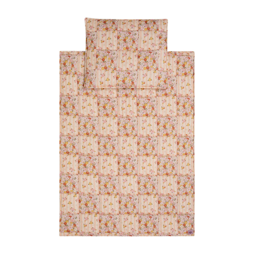 Cotton Quilted Patchwork Blanket + Pillow Set Small - Spring Garden