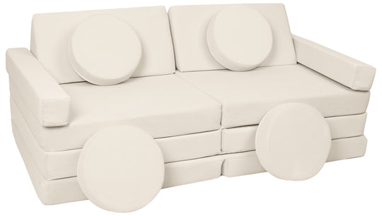 Modular sofa bed, multifunctional foam blocks, car with steering wheel