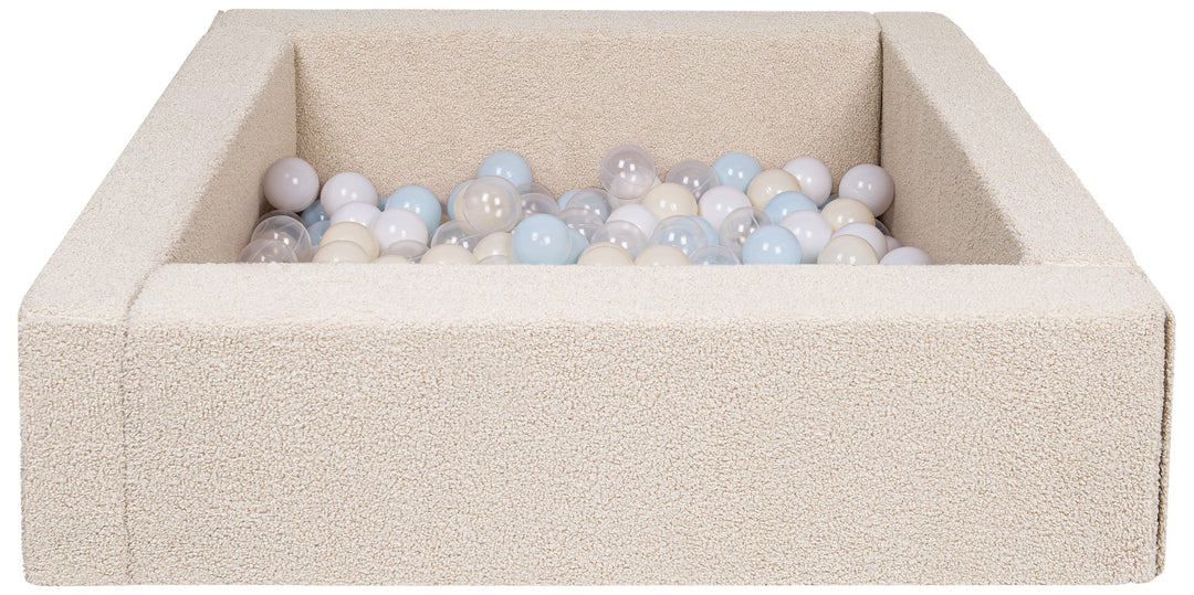 Square bouclé ball pit with 200 balls, 5 elements