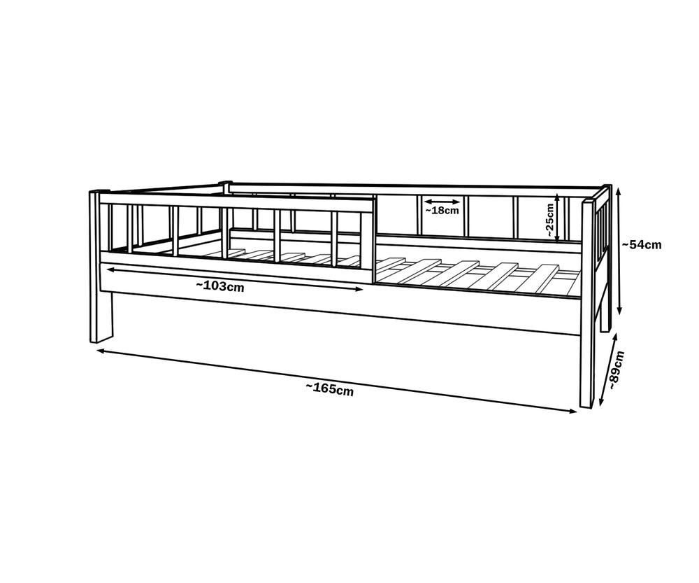 Wooden bed with the barriers 160x80cm