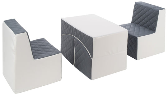 Kids furniture set: 2xarmchair + lounger, eco leather quilted
