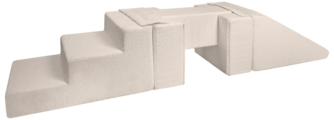 Soft play set 5 blocks Footbridge with Slide bouclé
