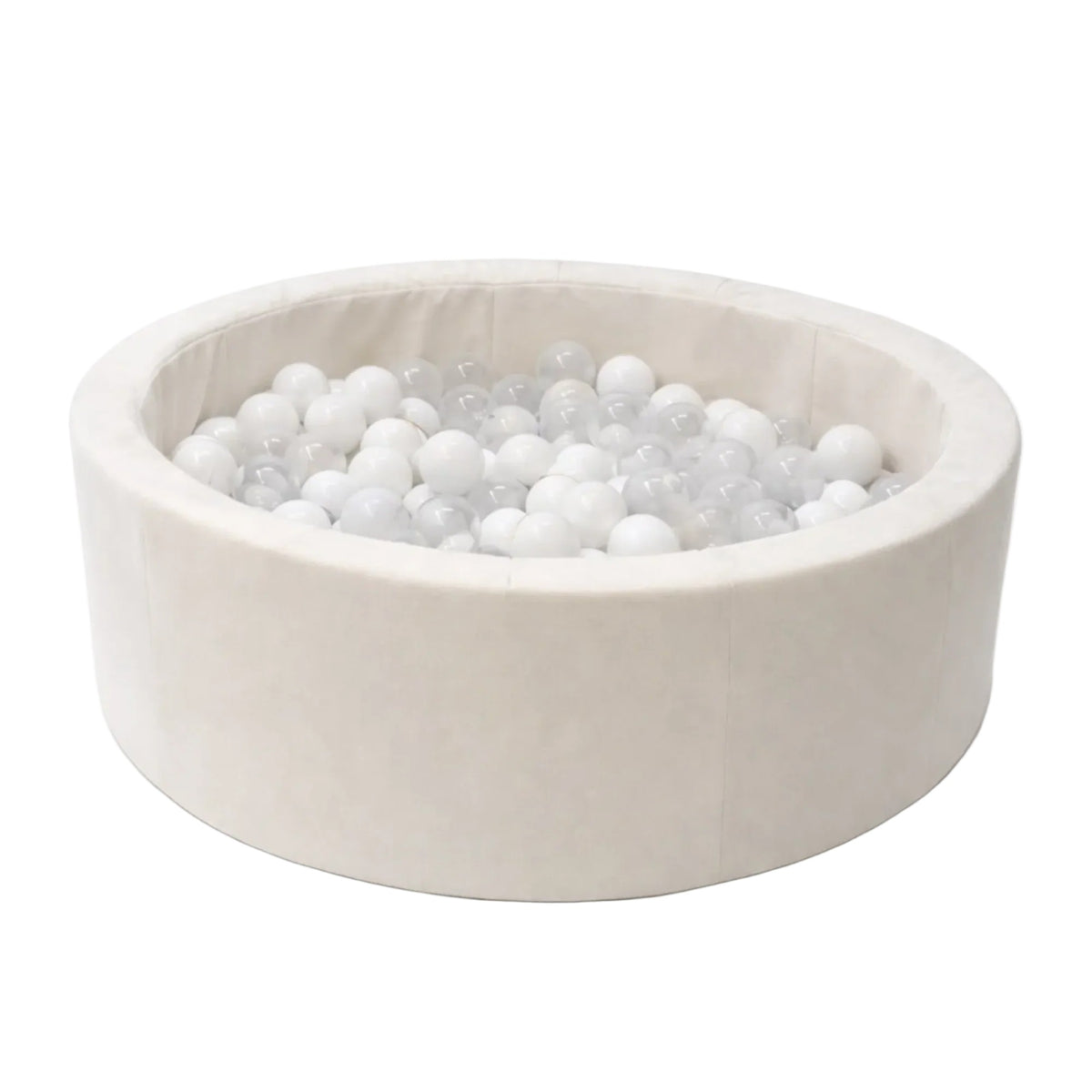 Foam Round Ball Pit 90x30cm - Beige, 200 White Balls
