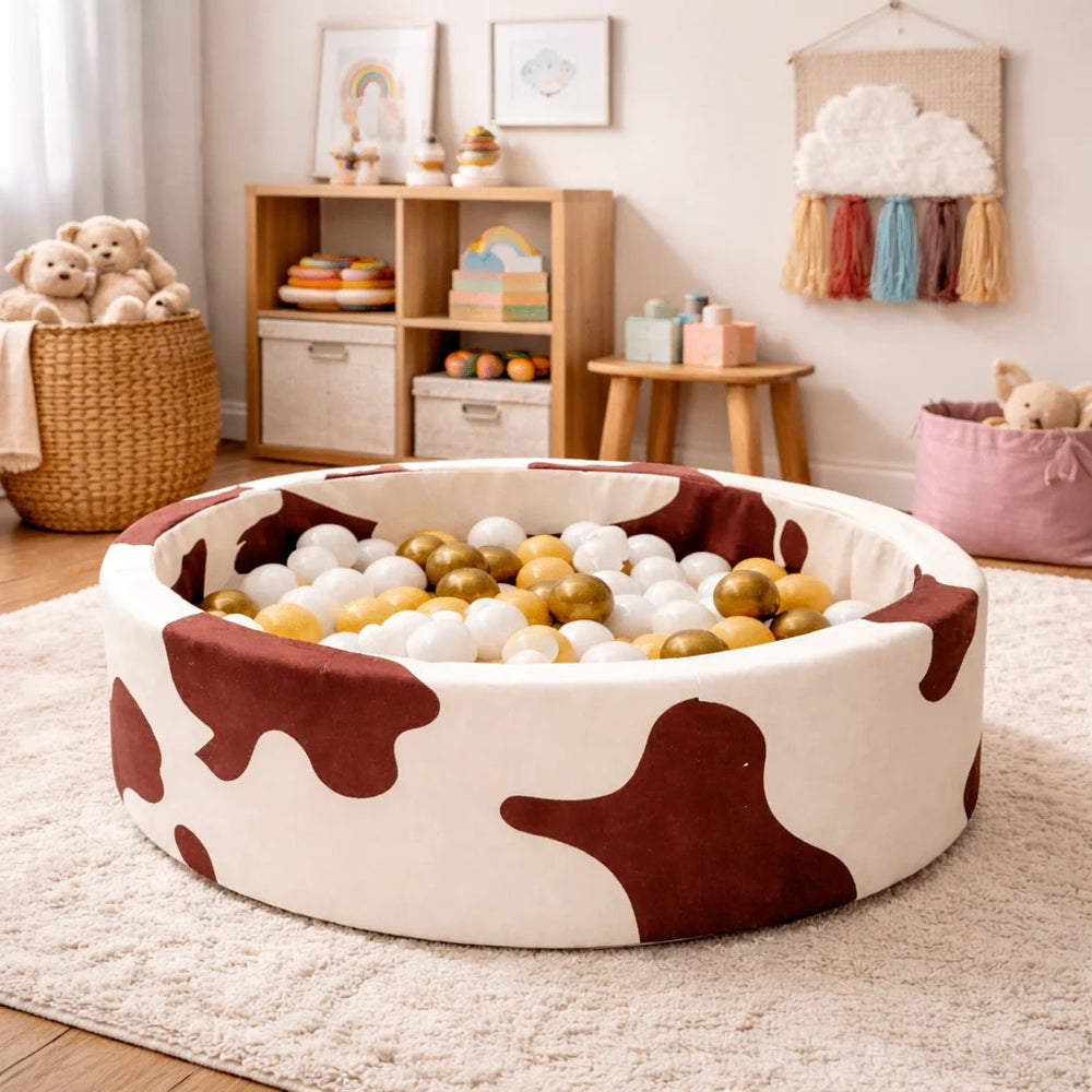 Foam Round Ball Pit 90x30cm - Cow, 200 Balls