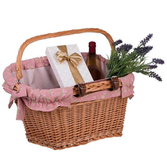 Handmade Bike Basket in Natural Color with Fabric Liner