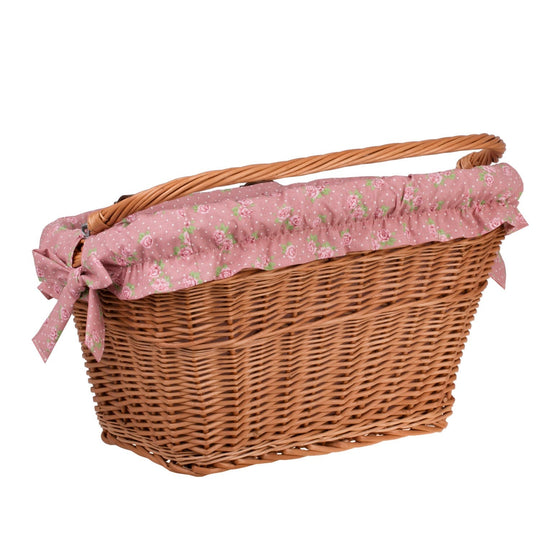 Handmade Bike Basket in Natural Color with Fabric Liner
