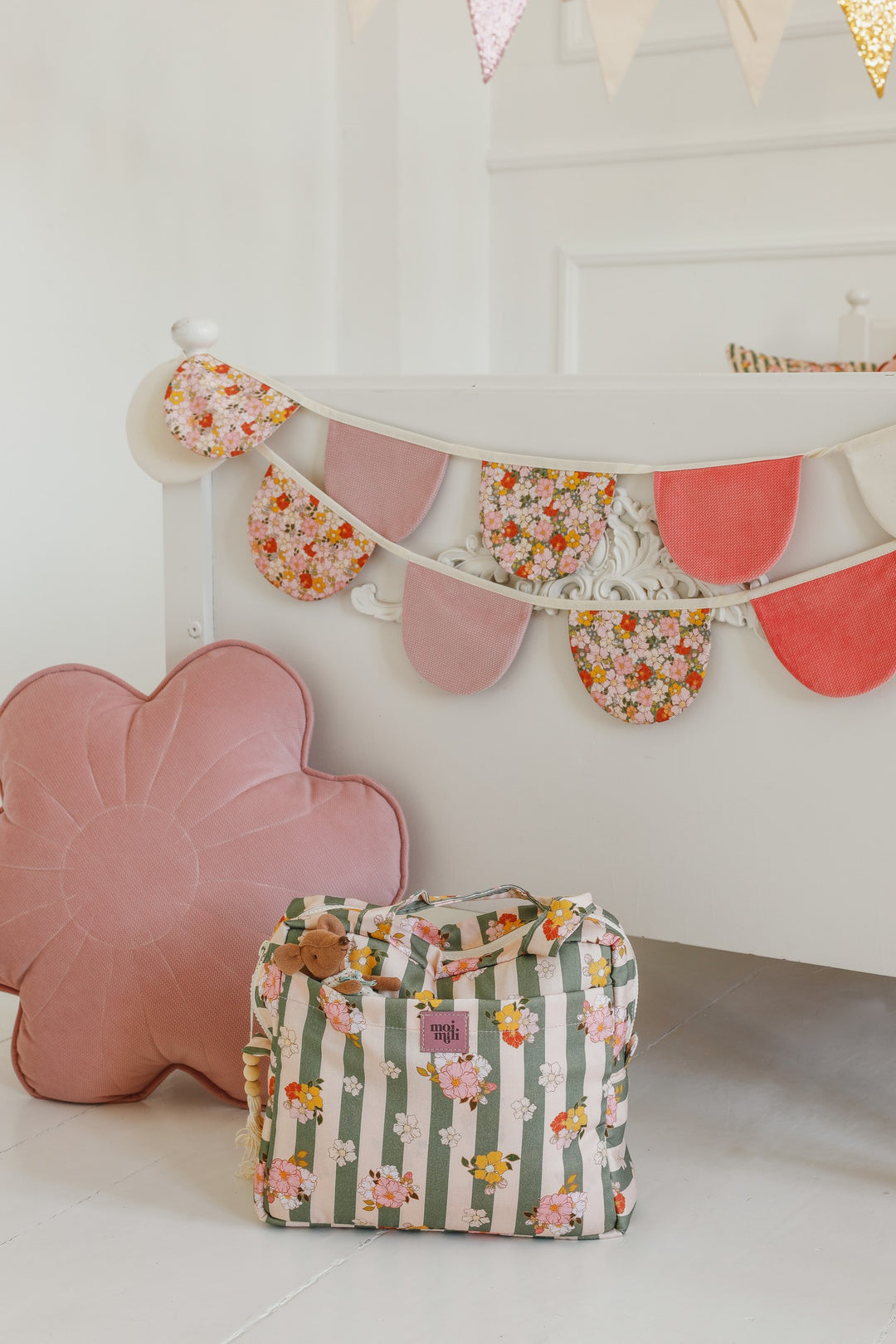 Large Make-Up Bag - Green Striped