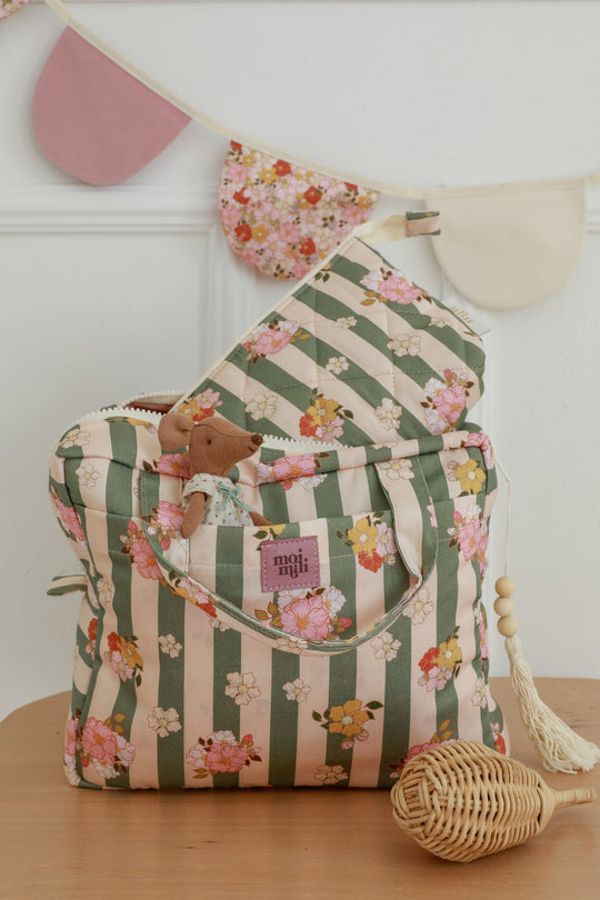 Make-Up Bag Set of 2 - Green Striped