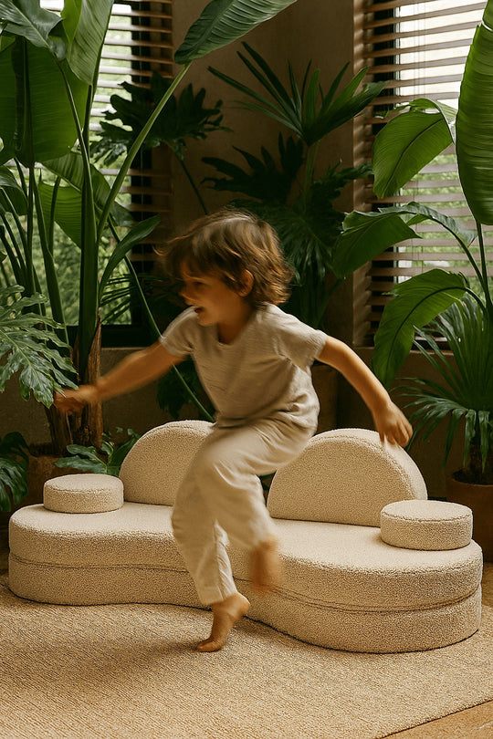 MeowBaby® Modular Sofa Coccolo for Kids – 6 Piece, Bearly Off-White