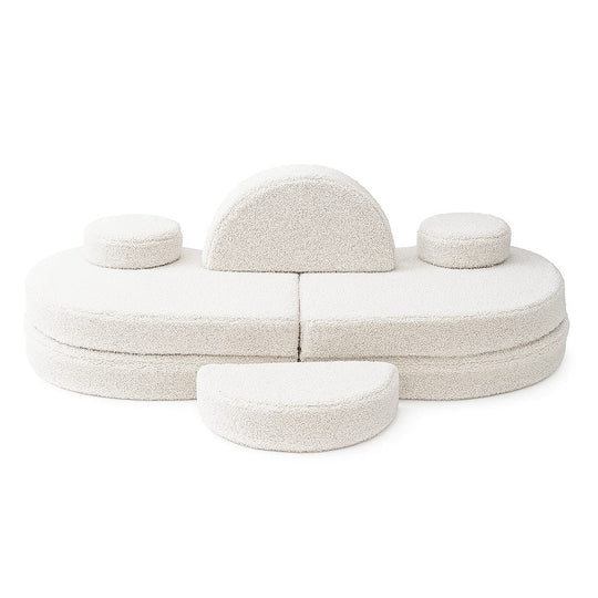 MeowBaby® Modular Sofa Coccolo for Kids – 6 Piece, Bearly Off-White