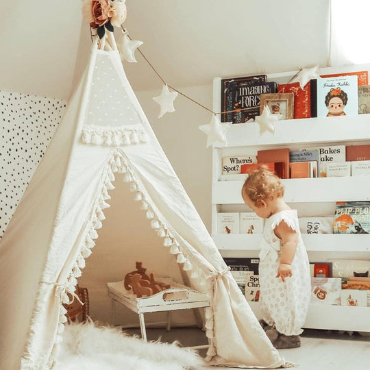 Boho Kids Teepee with Tassels – Ecru