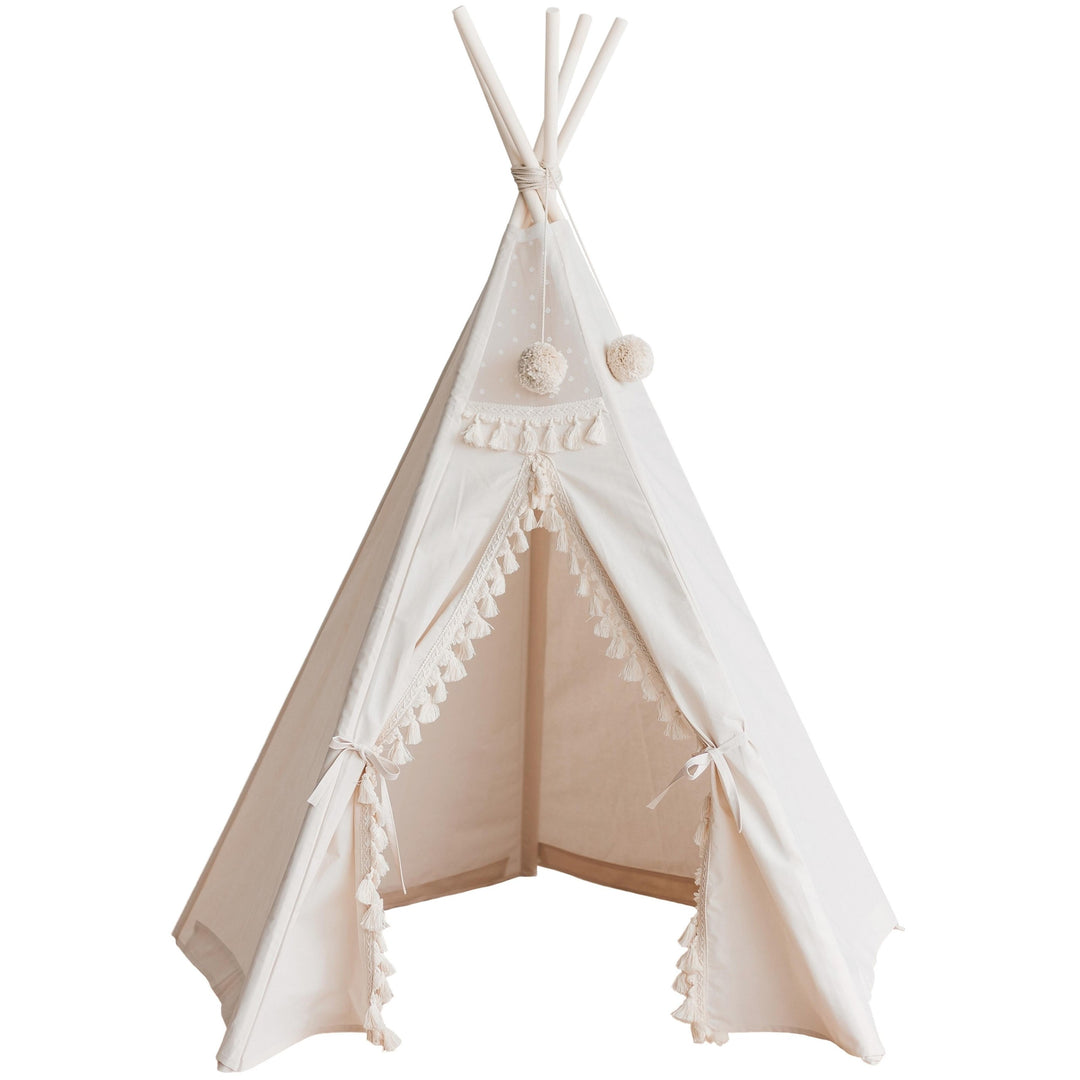 Boho Kids Teepee with Tassels – Ecru