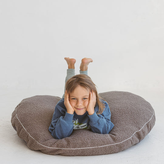 Bouclé Kids Floor Cushion – Grey, 100 cm