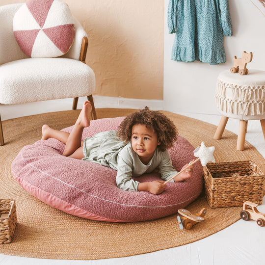 Bouclé Kids Floor Cushion – Rose, 100 cm