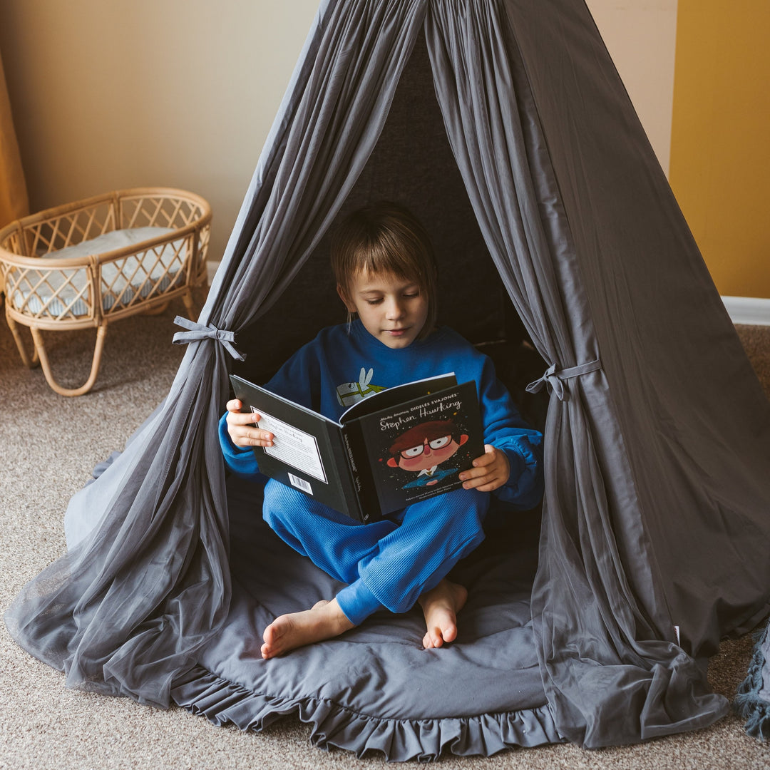 Fairy Kids Play Tent with Tulle – Grey