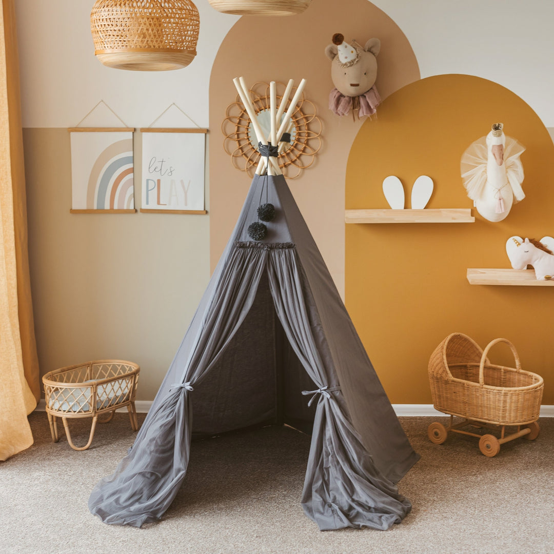 Fairy Kids Play Tent with Tulle – Grey