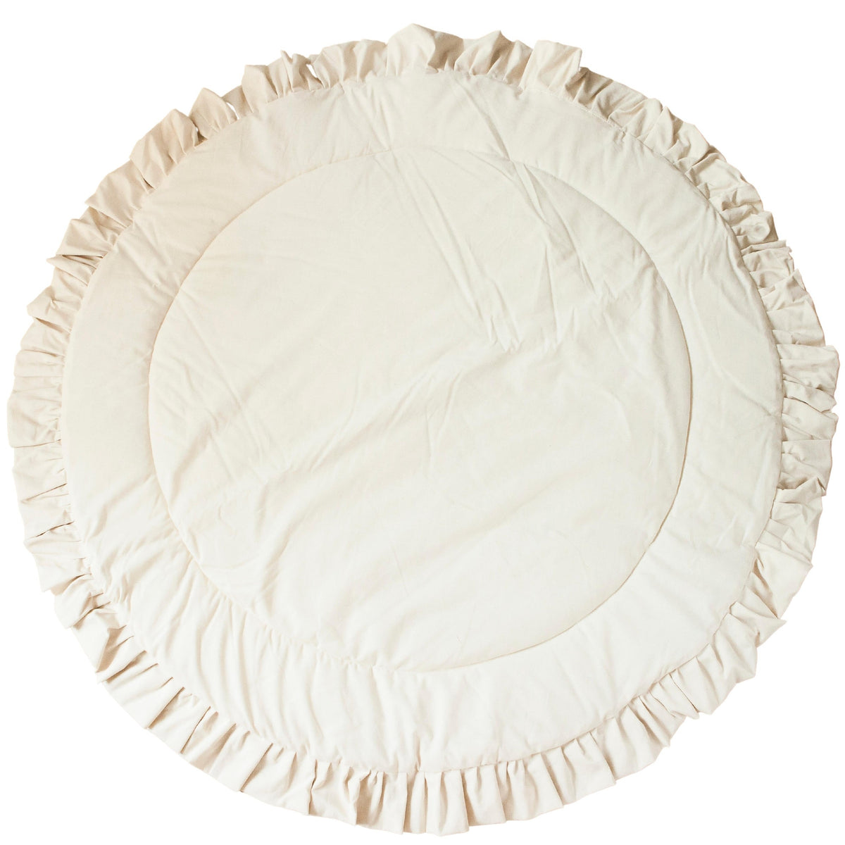 Kids Play Mat with Ruffled Border – Ecru, 125 cm
