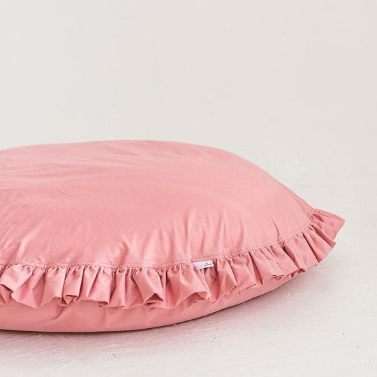 Large Kids Floor Cushion with Ruffled Edges – Pink, 100 cm