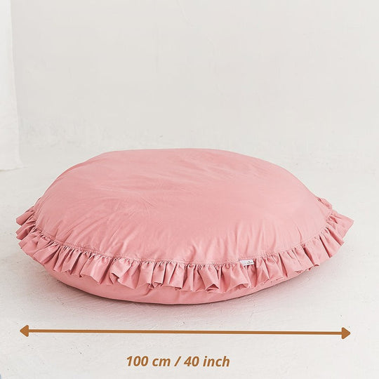 Large Kids Floor Cushion with Ruffled Edges – Pink, 100 cm